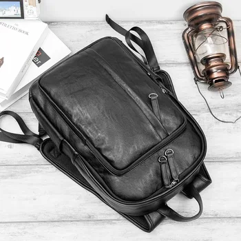 

luxury fashion men leather backpack outdoor Large Capacity Laptop Bag Hiking Climbing Camping backpack for male 0822-32