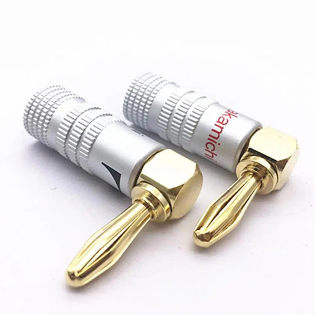 

DishyKooker 4mm Banana Plug Musical Speaker Connector Cable L Shape 90 Degree