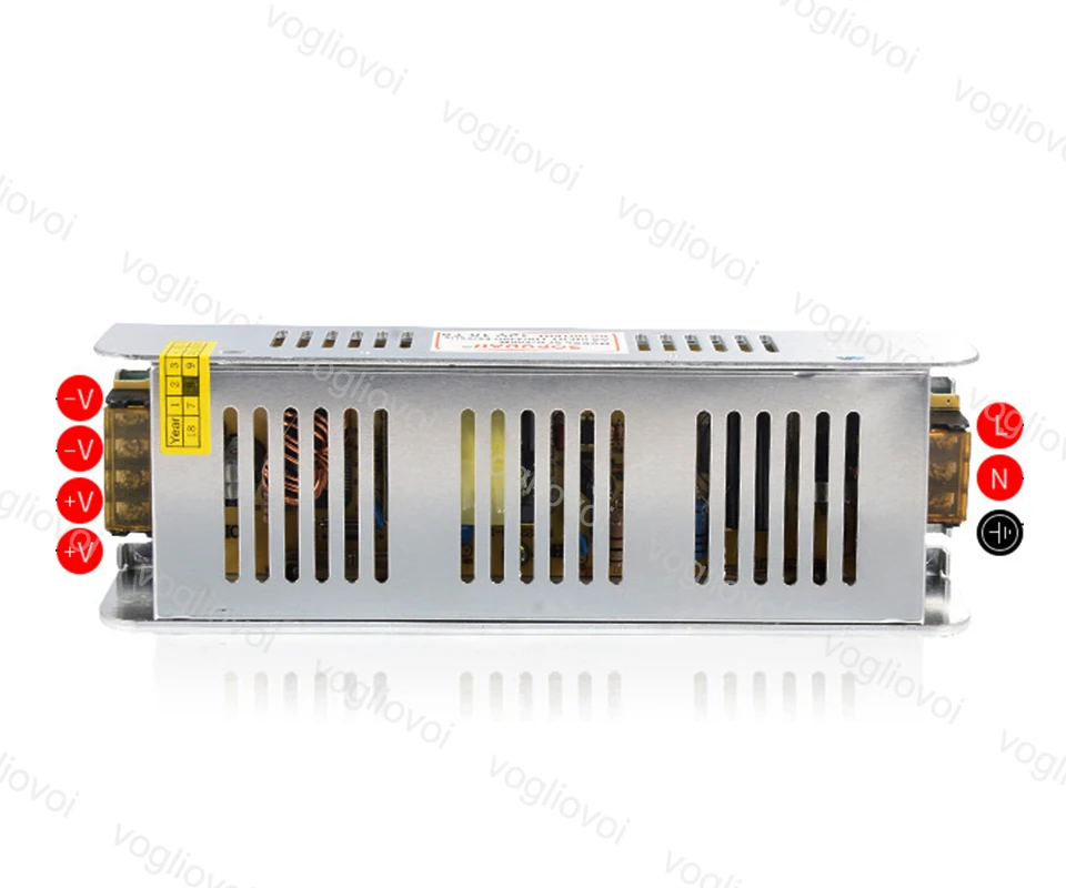Vogliovoi светодиодный трансформатор DC12V 60W 100W 150W 200W IP20 110/220V Алюминий серебристый светодиодный драйвер Мощность адаптер для 3528 5050