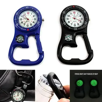 

Outdoor Luminous Compass Watch Corkscrew Sport Chronometer Multifunctional Luminous Carabiner Compass Alloy Quartz Watch