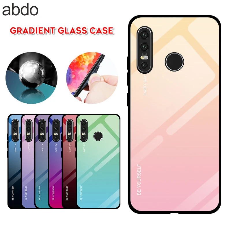 

Tempered Glass Case For Huawei P30 Lite P20 Pro P Smart Z 2019 Case Gradient Bumper Soft Edge Silicone Hard Cover For Huawei P30