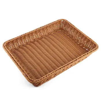 

JEYL Bread Basket,Rectangle Imitation Rattan Bread Basket,Food Serving Baskets,Restaurant Serving/Diplay Baskets For Fruit Food
