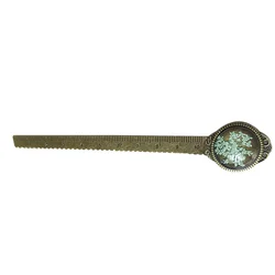 Creative Retro Vintage Small Dried Flowers Bronze Ruler with Glass Gems as Book Page Marker for Students Kids School
