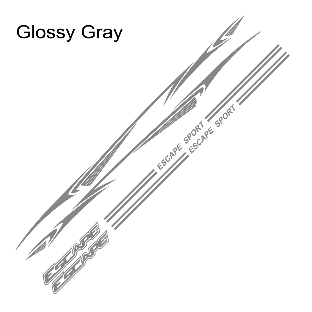 Glossy Gray 2 шт. стильная наклейка для автомобиля Ford Escape боковая полоска гоночная Спортивная декорация Авто Виниловая Наклейка Автомобильные тюнинговые аксессуары - Название цвета: Glossy Gray