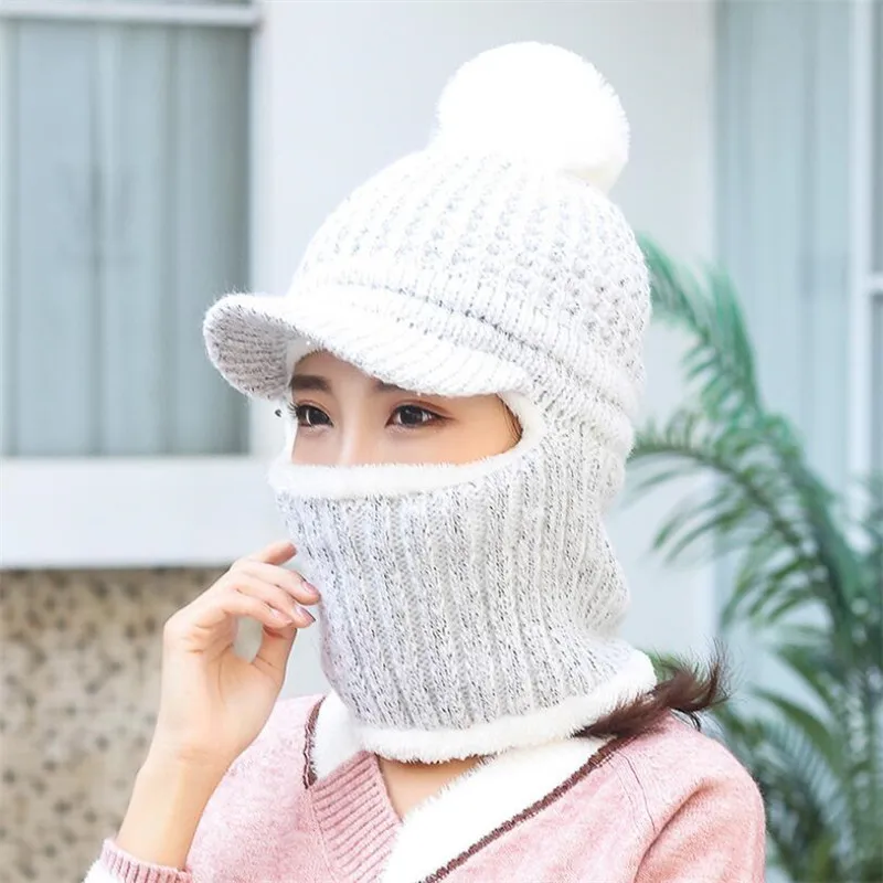 Модные зимние шляпы Skullies Beanies мама теплая шапка для женщин шерстяной шарф шапки в полоску вязаный набор шапки и шарфа