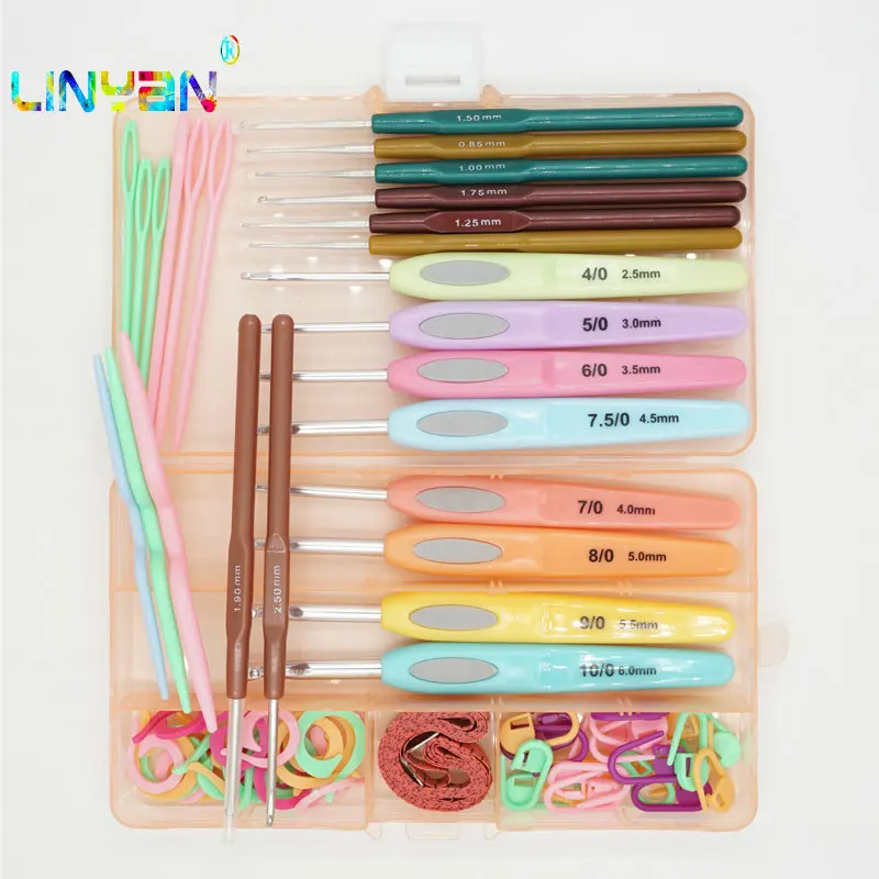 Мягкие 16 штук пластиковые TPR крючком крюк стежки спицы разноцветные алюминиевые