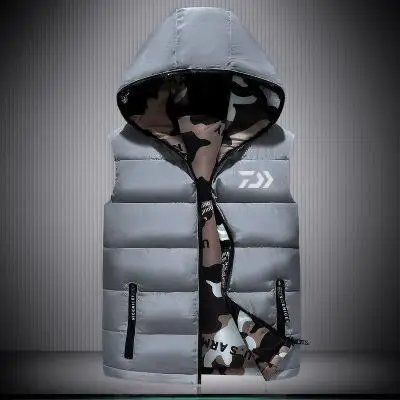 4 DAIWA Рыболовный Жилет для спорта на открытом воздухе размера плюс с капюшоном Мужские рыболовные рубашки осень зима Тепловая мужская куртка без рукавов - Цвет: 4