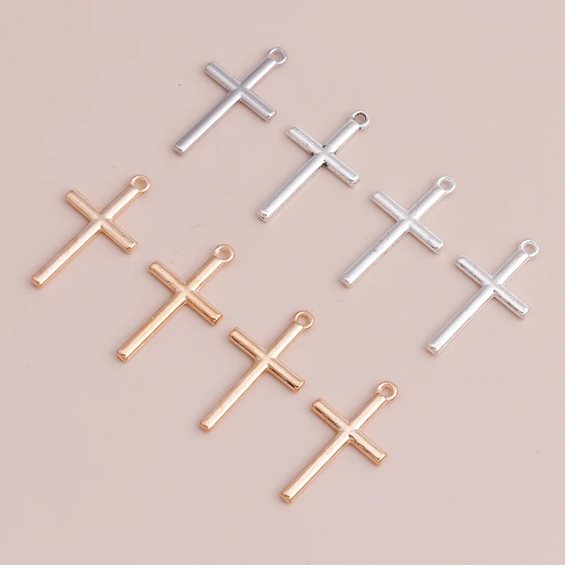 Leslie 40 Stück Gold Silber Farbe 25x14mm Kreuz Anhänger Perlen für DIY Herstellung von Halsketten und Armbändern Handgefertigter Schmuck – Detail 3
