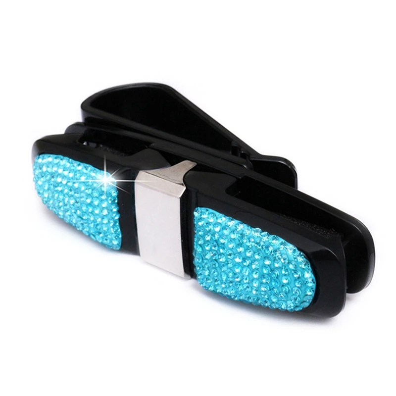 Auto Fastener Clip Rhinestone Diamond Car Sun Visor Glasses Sunglasses Folder Ticket Receipt Card Clip Storage Holder
