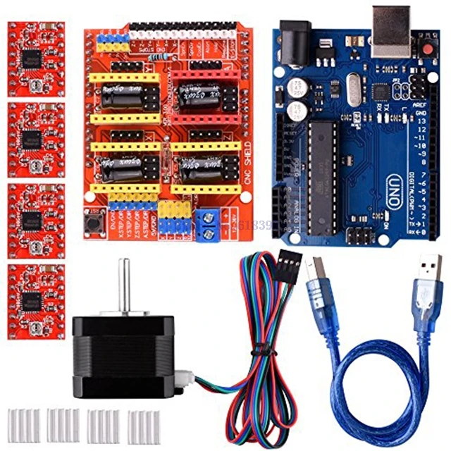 A2- 3D принтер diy комплект с шаговым двигателем, CNC щит V3.0+ UNO R3+ 4 шт. A4988 Драйвер+ Nema 17 шаговый двигатель для arduino