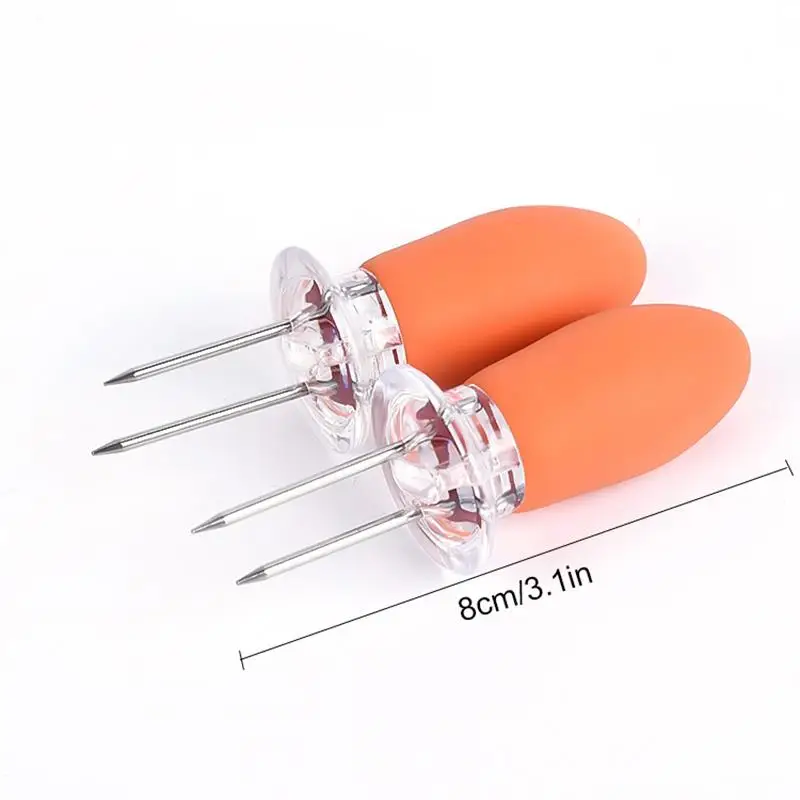 2Pcs/Set Corn Fork Corn Cob Holders Heat Resistant Skewers Twin Prong Skewers For BBQ BBQ Tools Accessories