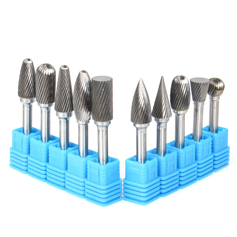 Versery 1pc Head Tungsten Carbide Rotary Burr file Tool Point Die Grinder Abrasive Tools Drill Milling Carving Bit Tools