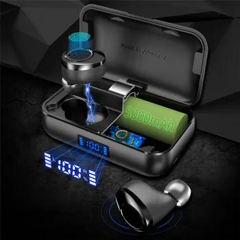 

X13 TWS Binaural Bluetooth 5.0 Earphone Wireless Earbuds Waterproof Noise Cancelling Headphones 5000mAh LED Power Bank