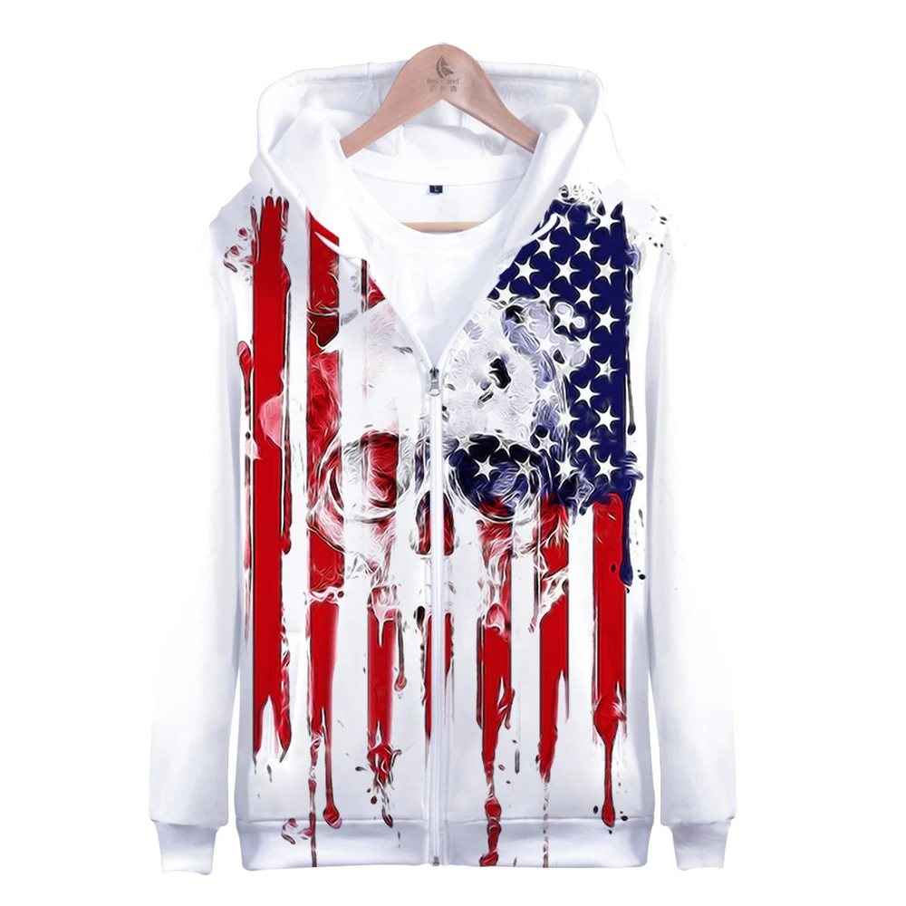 Independence Day Zipper Hoodies Men New Fashion Fourth of July Hoodie Sweatshirts 3D Hooded Casual Tops | Мужская одежда