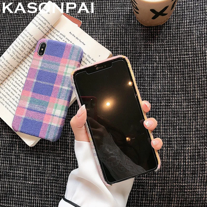 Ретро теплый фланелевый плед чехол для телефона для Iphone X Xs Max XR ткань плюшевый чехол для Iphone 6 6S 7 8 Plus 11 Pro Max мягкая задняя крышка