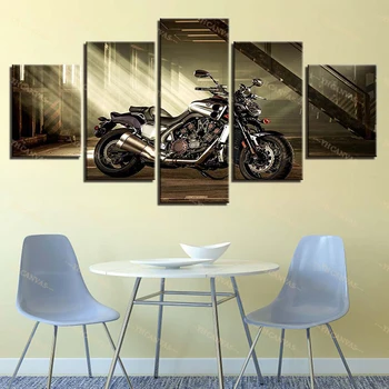 

Modular Pictures HD Print Home Decor 5 Panle Room Background Wall Art Vintage motorcycle Canvas Painting Artwork Creative Poster