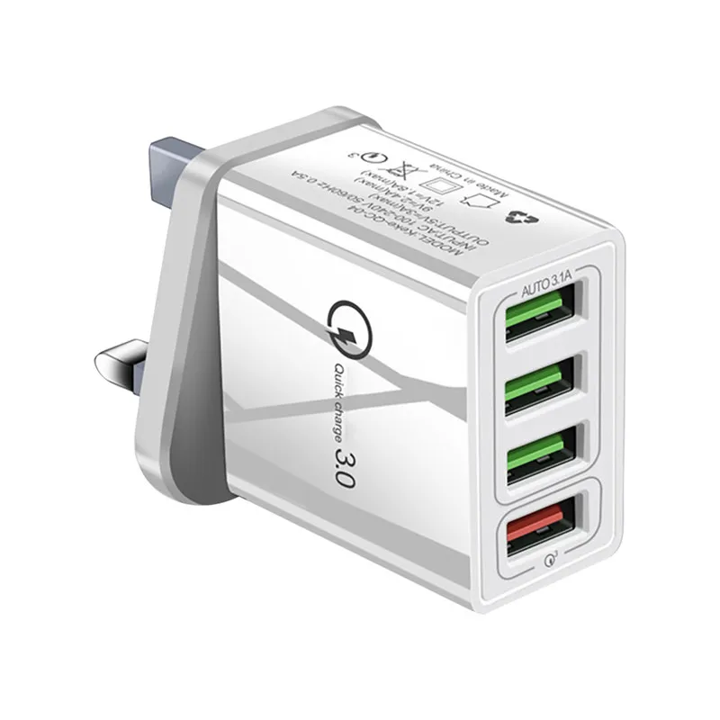 4 USB QC 3,0 быстрое зарядное устройство для мобильного телефона для путешествий быстрая настенная зарядка EU UK US штепсельный адаптер для IPhone huawei mate 30 Pro