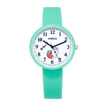 

For Student couple watch For Green Children's wrist watch Safety silicone Strap clock baby Kids hour fashion For young Boy girl
