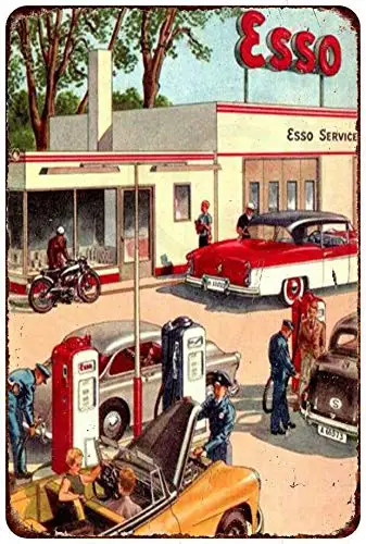 Esso Gasoline Service Vintage Look Metal Tin Sign 8x12 Inch Decor metal tin sign 1940 streamlined pullman railroad cars vintage look reproduction metal aluminum sign for wall decor 8x12 inch