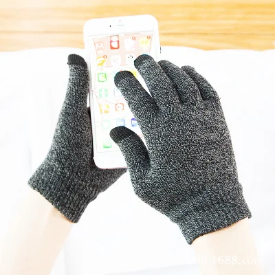 Grey Black Yhao, женские и мужские перчатки с сенсорным экраном, зимние вязаные перчатки для вождения, мужские текстовые варежки, новые женские модные варежки с сенсорным экраном - Цвет: Grey Black