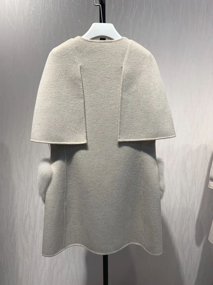 OFTBUY повседневное пальто из натурального меха, плащ, зимняя куртка для женщин, натуральный Лисий мех, карман, шерсть, длинная верхняя одежда, женская уличная одежда