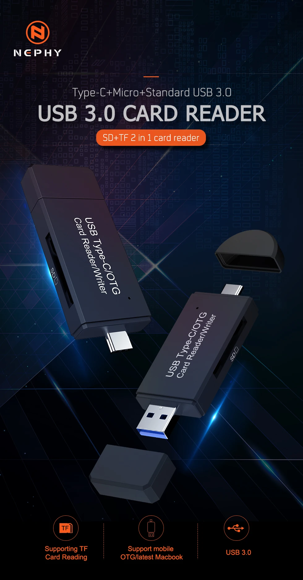 USB 3,0 type C OTG адаптер SD TF кардридер 3 в 1 кардридер Смарт-памяти type-C type C USB-C кабель для samsung huawei MacBook