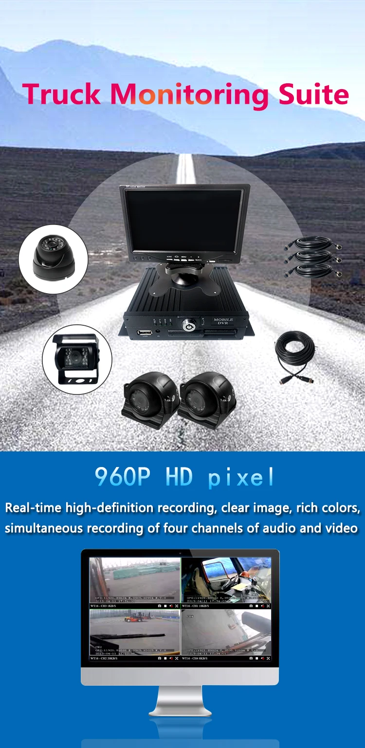 HYFMDVR 4 AHD 720P пикселей камеры+ 7 дюймов Автомобильный Монитор Мобильный DVR костюм PAL/NTSC