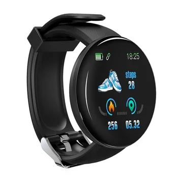

D18 Smartband Round Screen Steps Heart Rate Blood Pressure Oxygen Usb Charger Bluetooth Calories Smart Watch Bracelet Man Women