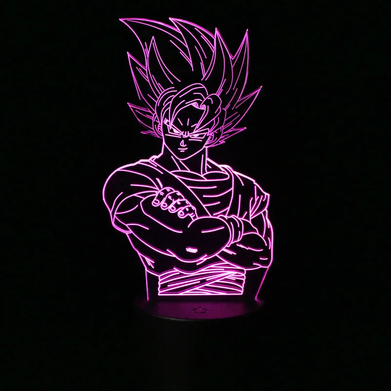 dinosaur light Dragon Ball Z Son Goku Anime 3D Night Lights Broly Vegeta Lighting DBZ Led Gohan Color Changing Lamp Visual Desk Lampara Figma red night light