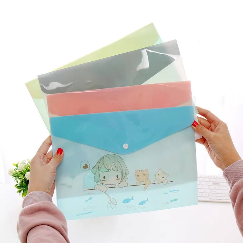 

Korean-style A4 PVC Envelope Cartoon Cross Animal Cute Mascot File Holder Translucent Students Paper Bag
