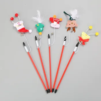 

Hot Sale Pet Supplies Cat Interactive Toys Christmas Funny Cat Stick Christmas Series Plush Dolls Cat Play Toys Cat Teaser
