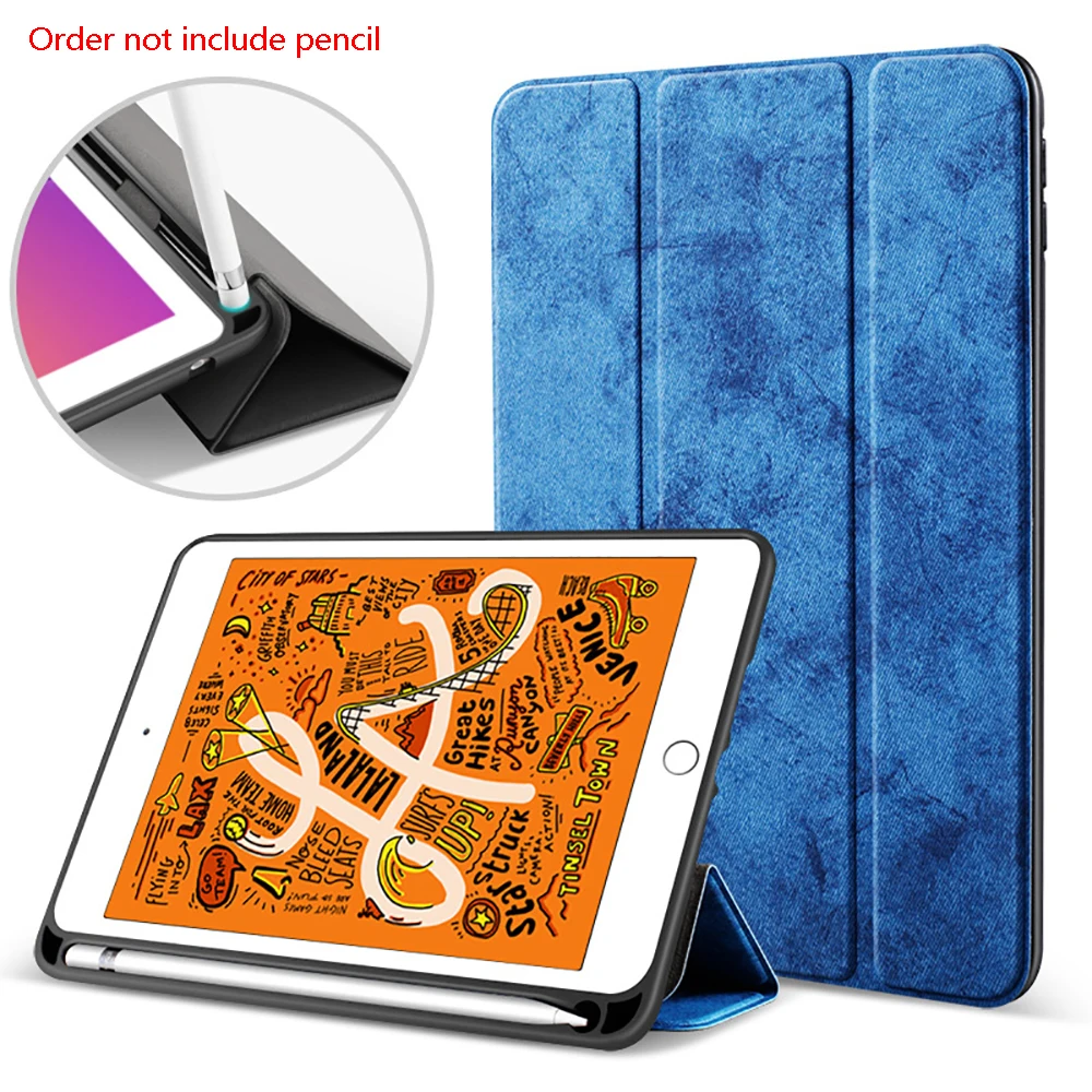 Navy blue Чехол с карандашом для iPad Mini 5, чехол с подставкой, кожаный защитный чехол s Smart Cover для iPad Mini, A2133, A2124 - Цвет: Navy blue