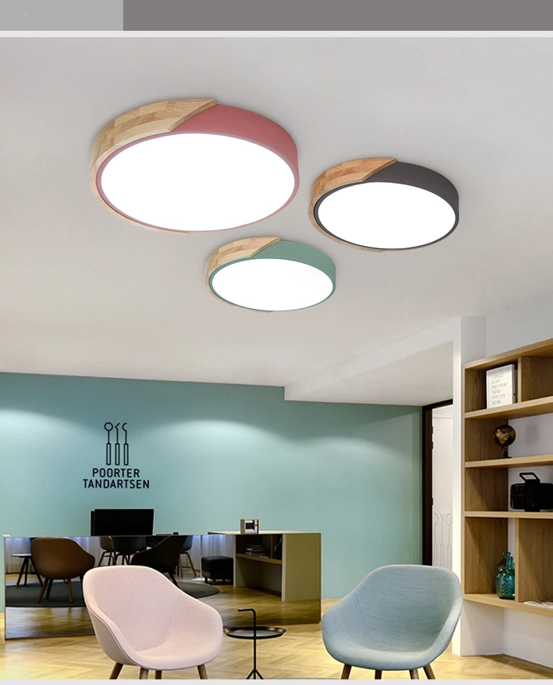 Modern Acrylic Ceiling Lights Nordic Minimalism Wooden Cafe Kitchen Ceiling Lamp Dinning Room Ceiling Light Lustre Room Lighting