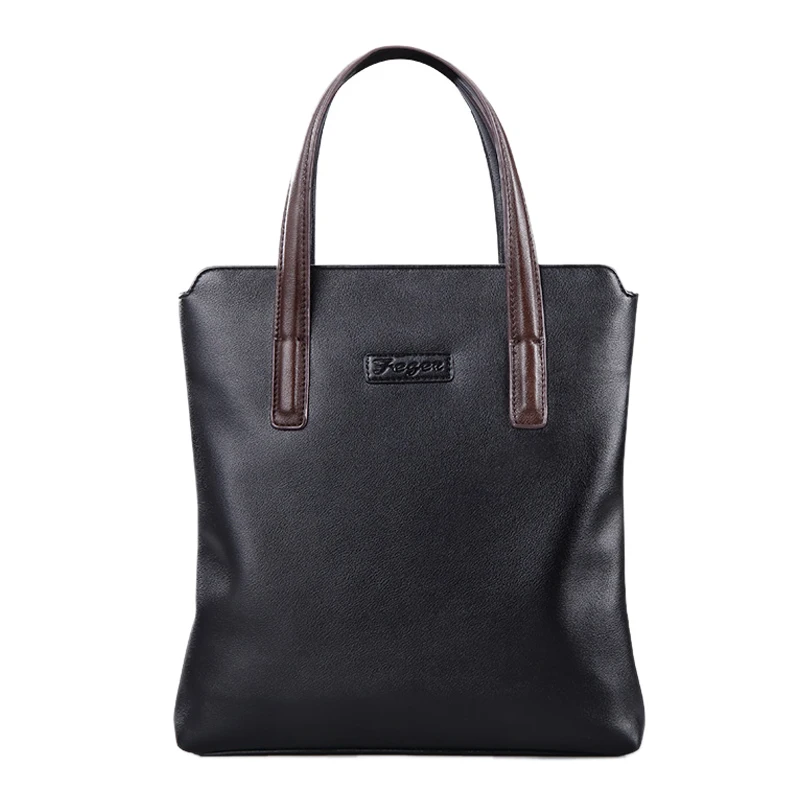 

FEGER Men's PU Leather Tote Bag Men Handbag Brand Business Hand Bag Casual Men Shoulder Bag Laptop Briefcase Male Handbags Bags