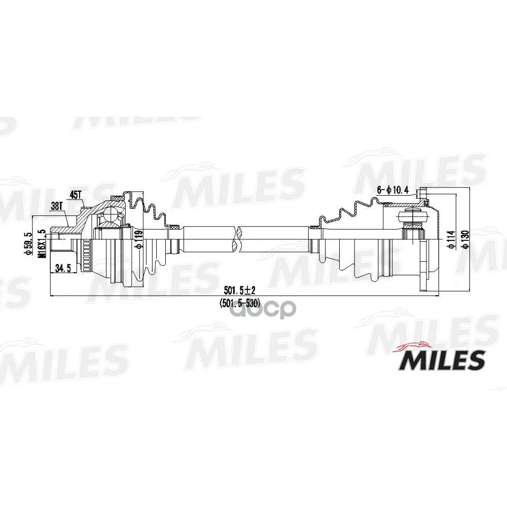 Привод В Сборе Audi A4 I 2.8 96-01 Прав. Abs Miles Gc02008 Miles арт. GC02008