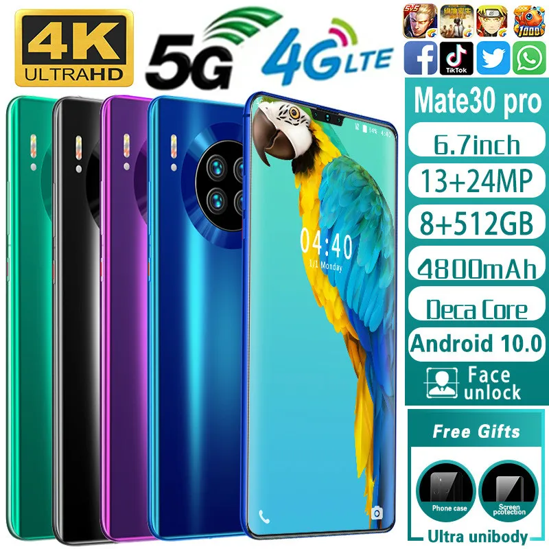 Mate 30 Pro 6.26 smartphones 2GB RAM 16GB ROM android mobile phones face ID unlocked celulares Global version 3G wifi 2SIM
