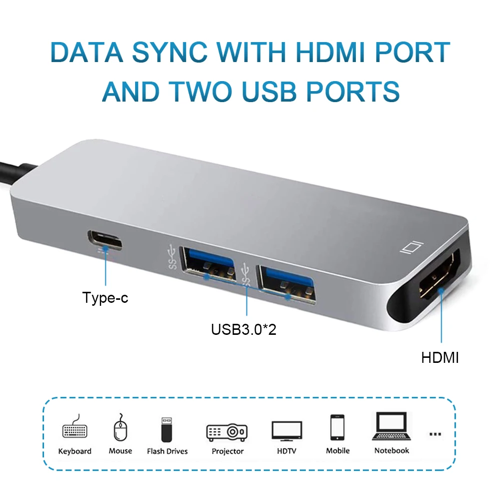 Usb-хаб UBS C к многофункциональному USB 3,0 HDMI док-станция адаптер для MacBookPro Аксессуары Тип C 3,1 разветвитель 3 USB порта концентратор C 4KHDMI