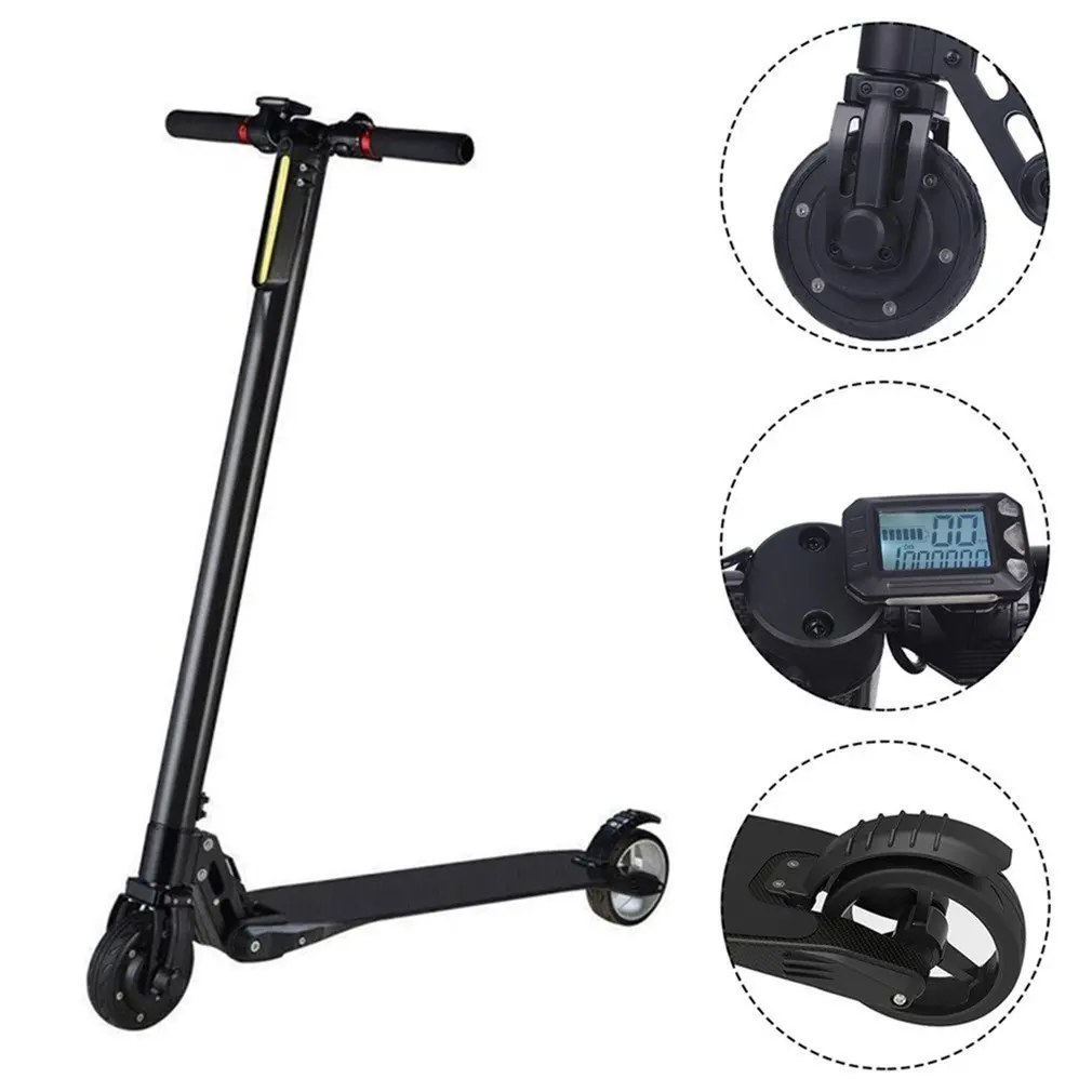 Ultra Light Carbon Fiber Portable Foldable Electric Scooter With Two Wheels Fast Speed Skateboard W