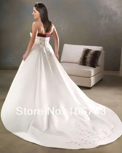 Плюс vestido de noiva под заказ белый и красный Вышивка Милая Свадебное бальное платье Мать невесты платья