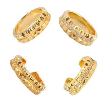 

Pyramid Zirconium Ear Clip earrings Exaggerated Temperament Simple Geometry Fashion Same Ring