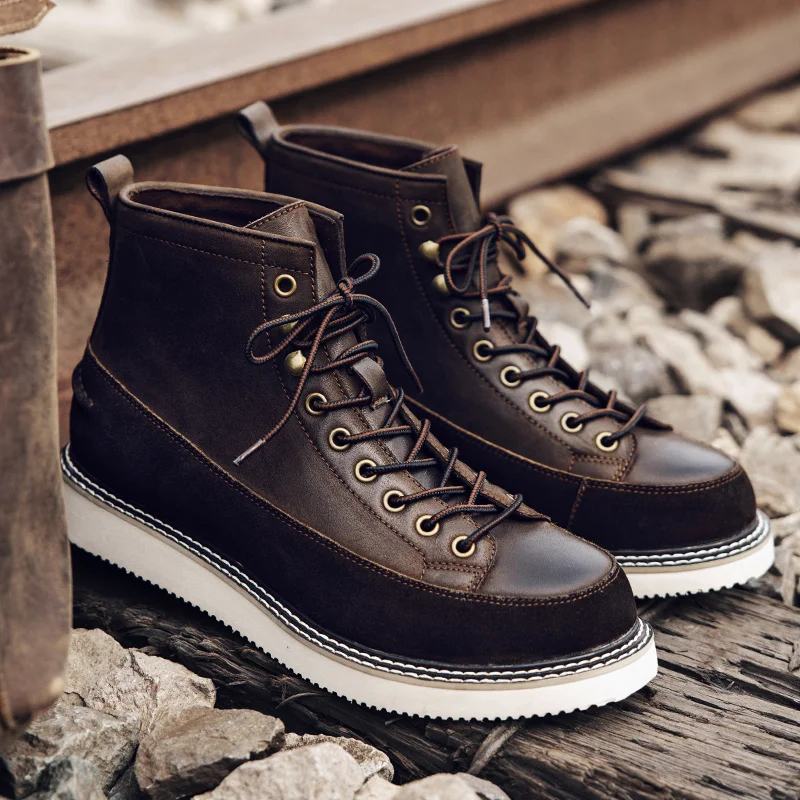 New Fashion Vintage British Casual Men Shoes Autumn Winter Trend Handmade Real Leather Ankle Boots Outdoor Work Designer Boots