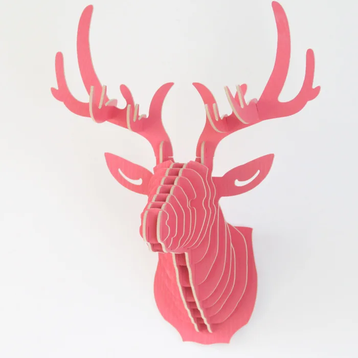 DIY 3D деревянная голова оленя модель искусства для дома офиса Настенное подвесное