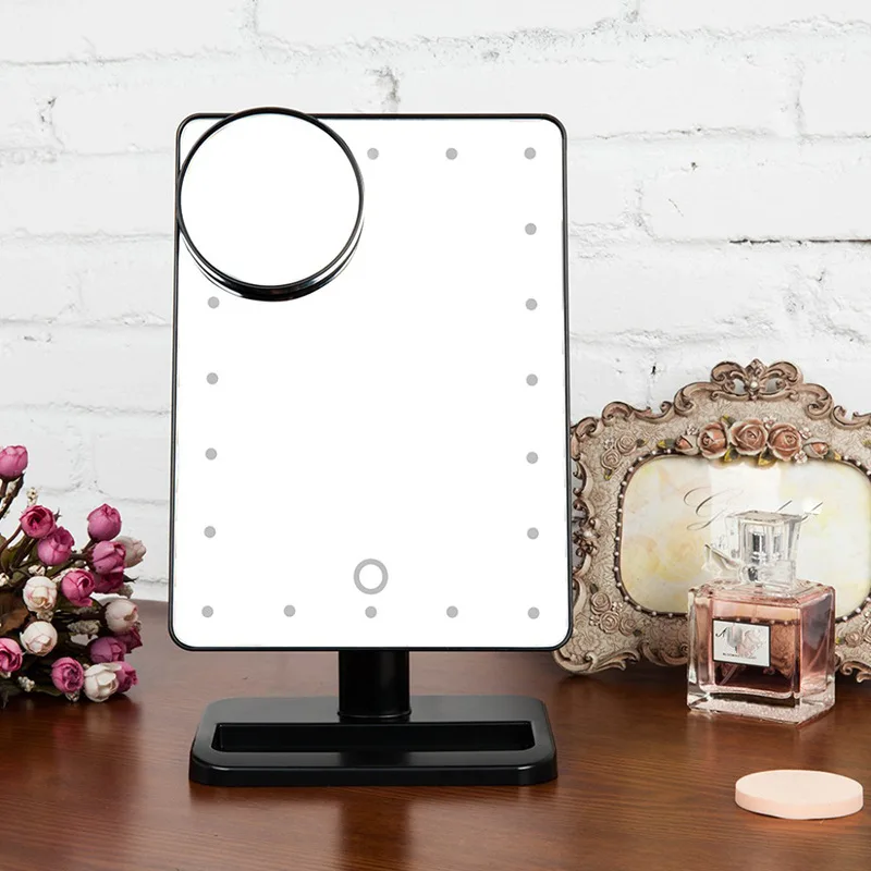 

Square Desktop Makeup Mirror Cosmetic Mirror with Lamp LED Make-up Mirror 20 Lamp Makeup Mirror Dressing Mirror