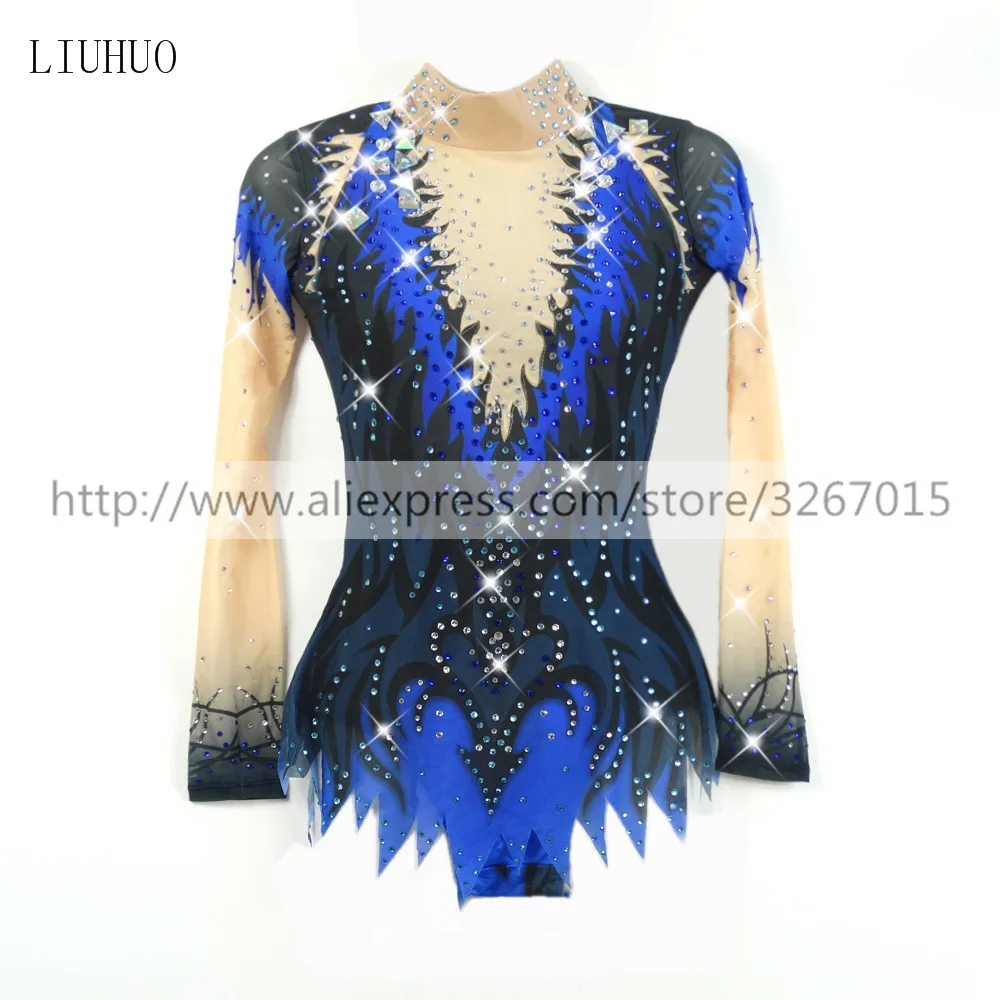Figure Skating Dress - Orange Diamond Sling Style, Competition & Performance - View #10