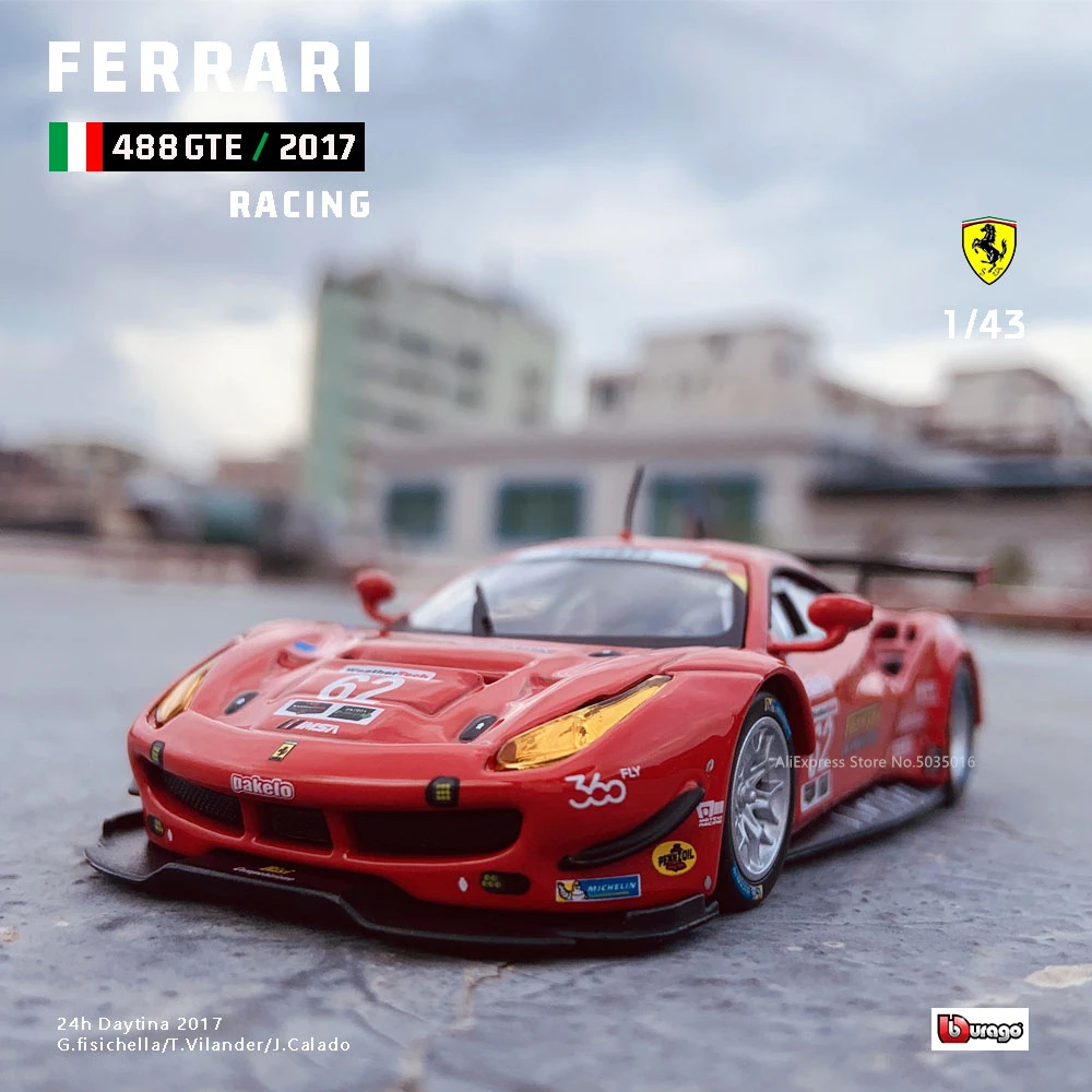 Bburago 1:43 Edizione Rigida 2017 Ferrari 488 Gte Racing Modello Simulazione Modello Di Auto Lega Giocattolo Per Auto Collezione Maschile Regalo