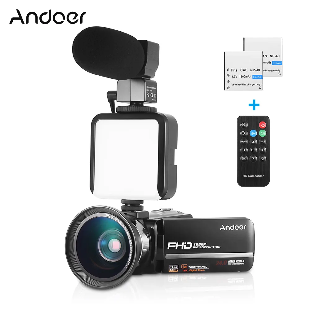 Цифровая видеокамера Andoer HDV 301LTRM 1080P 24MP FHD DV ночная камера сенсорный экран 3 дюйма + 2