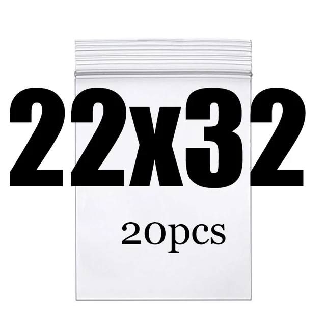 Thick Clear Zip Lock Ziplock Storage Bags Heavy-Duty Transparent Plastic Zip Package Small Jewelry Packing Reclosable Poly Bag 22X32CM 20pcs