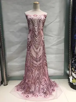 

African french tulle lace fabric High quality for dress 5yards Beautiful mesh net laces with sequins wholesale JL1977