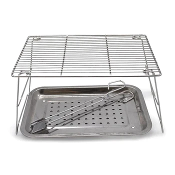 

Outdoor Grill Barbecue Grill Stainless Steel Folding Portable Camping Grills Cooking Stove Tools