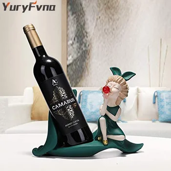 

YuryFvna Wine Holder Creative Resin Bubble Girl Wine Rack Statue Crafts Capacity 750Ml Bottle Home Bar Wine Cabinet Decorations
